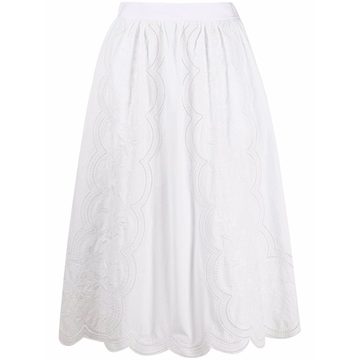 broderie-anglaise high-waisted skirt