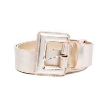 metallic leather buckle belt