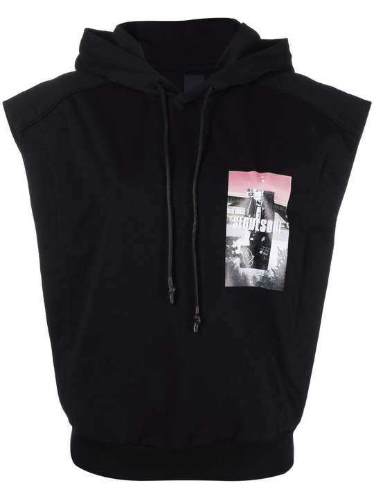 logo-embroidered sleeveless hoodie展示图