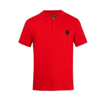 Skull-appliqué cotton-piqué polo shirt