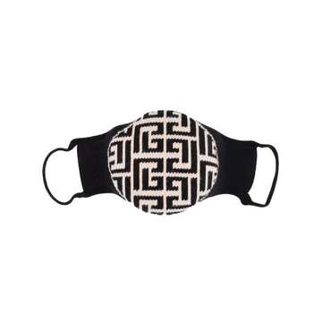 logo-intarsia knitted cotton face mask