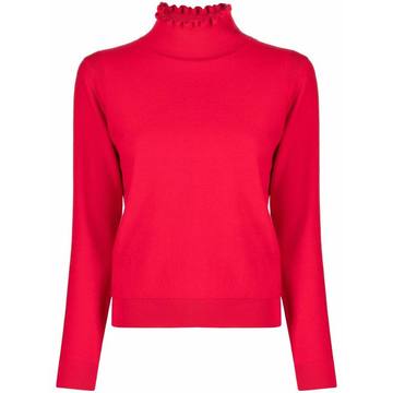 frilled-collar cotton jumper