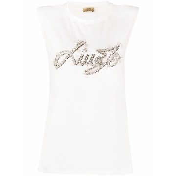 logo sleeveless fitted top