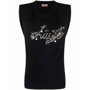 logo sleeveless fitted top