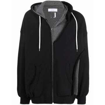 layered zip-up hoodie