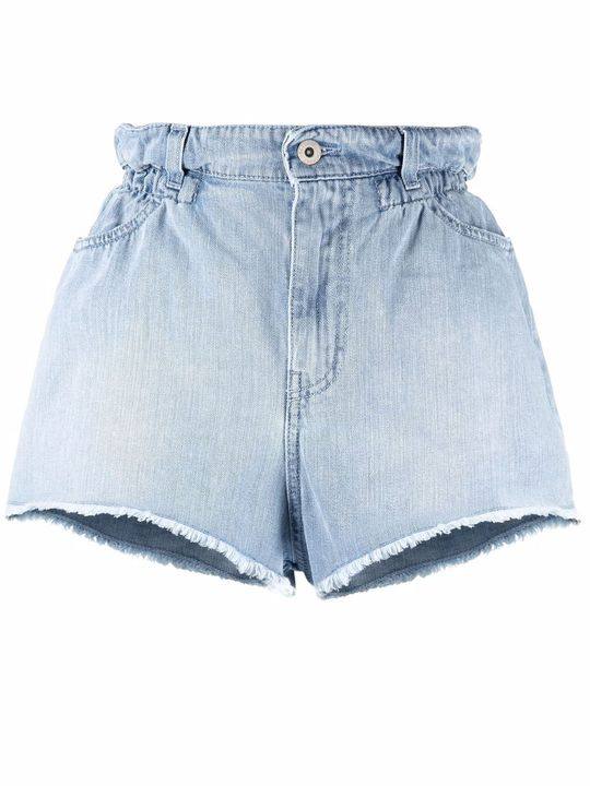 raw-edge denim shorts展示图