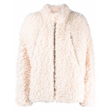 high-neck shearling jacket