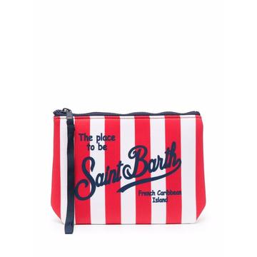 logo striped wash bag