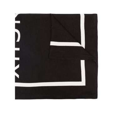 logo-print two-tone scarf