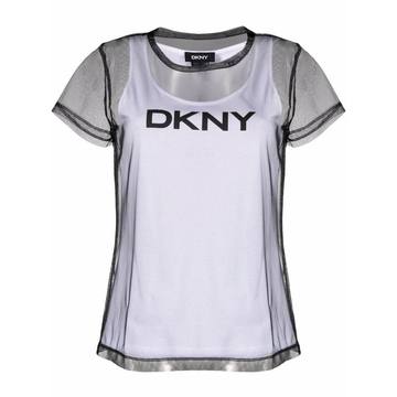 logo-print sheer T-shirt