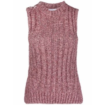 metallic knit ribbed vest top