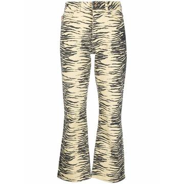 tiger-print cropped jeans