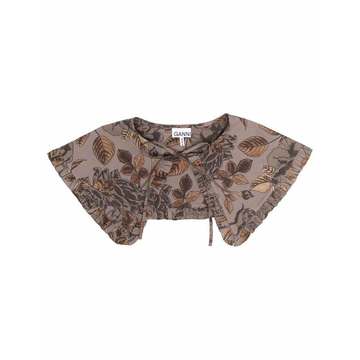 floral-print oversized collar