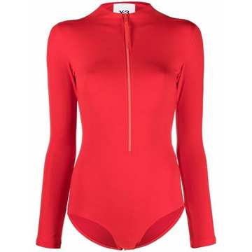 long-sleeve zip-fastening one-piece