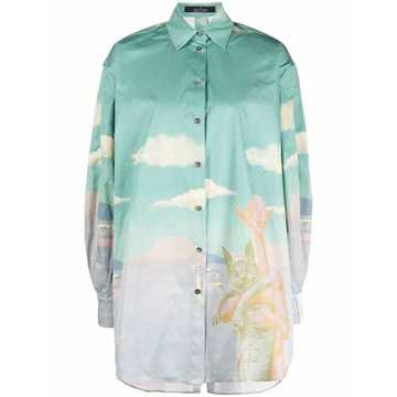 painterly-print balloon shirt