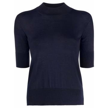 short-sleeved cashmere-knit sweater