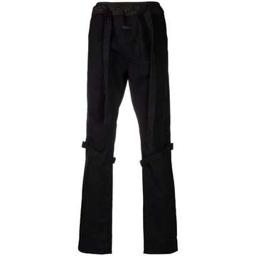 strap-detail trousers