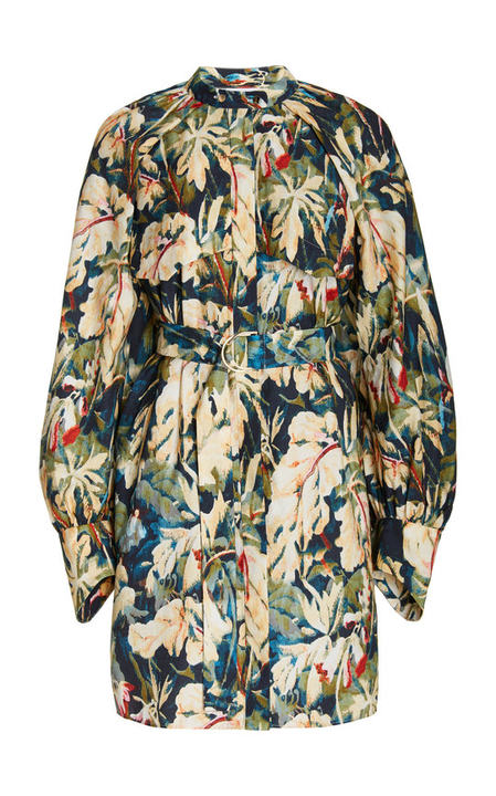 Sumner Puff-Sleeve Printed Woven Mini Dress展示图