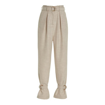 Ashwood Belt-Detailed Pleated Woven Trousers