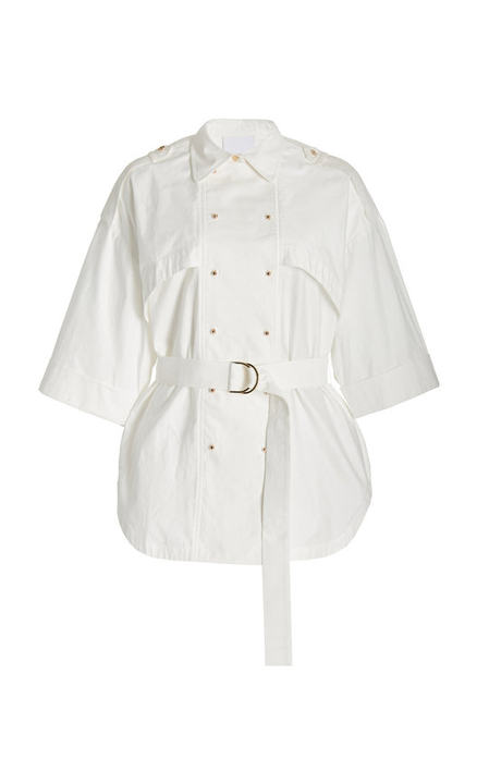 Alcott Oversized Belted Cotton Double-Breasted Shirt展示图