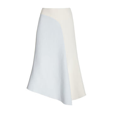 Devon Asymmetric Two-Tone Crepe Midi Skirt