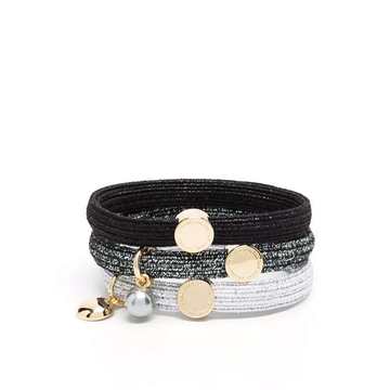 logo disc stacked bracelet