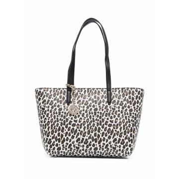 logo leopard print tote