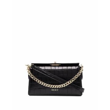 crocodile-effect leather shoulder bag