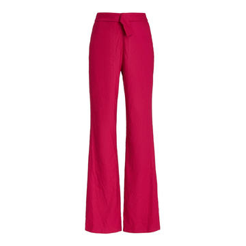 Melina High-Waist Straight-Leg Linen-Blend Pants