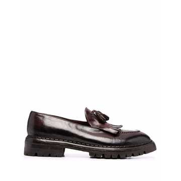 fringe-detail leather loafers