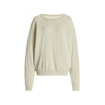 Raglan-Sleeve Cotton Crewneck Sweatshirt