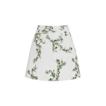 Printed Cotton-Gabardine Mini Skirt