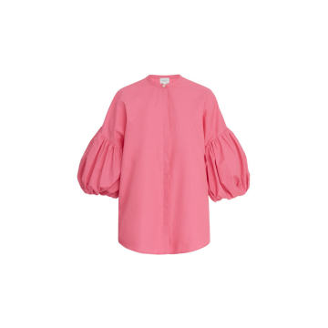 Puffed-Sleeve Cotton Blouse