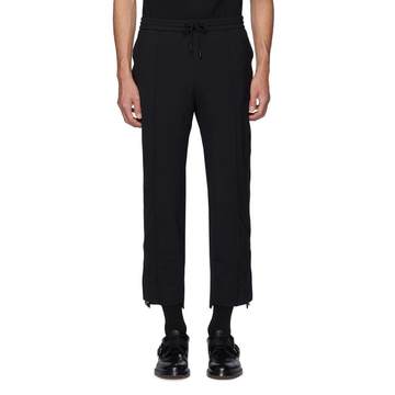 Contrasting hem panel wool pants