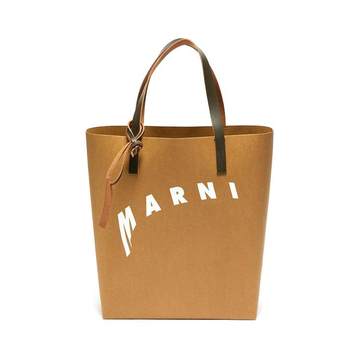 Logo print cellulose shopping bag tote