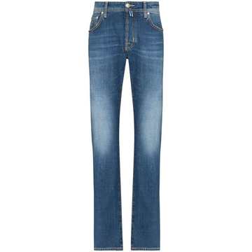 mid-rise faded straight-leg jeans