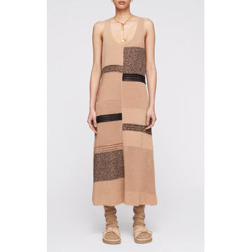 Patchwork Cotton-Knit Midi Dress