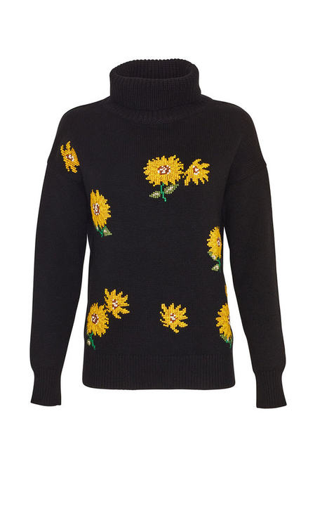 Needlepoint Knit Sunflower Turtleneck展示图