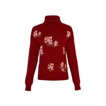 Needlepoint Knit Rose Turtleneck