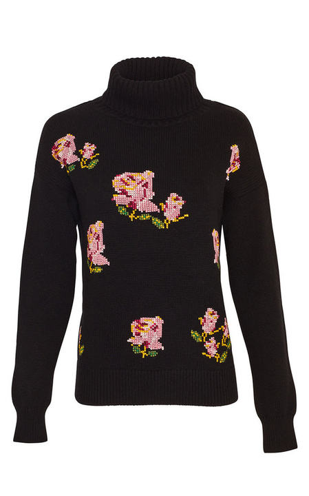 Needlepoint Knit Rose Turtleneck展示图