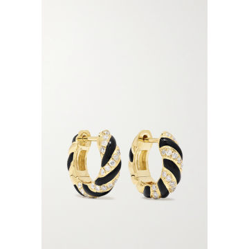 9K 黄金、搪瓷、钻石耳环 