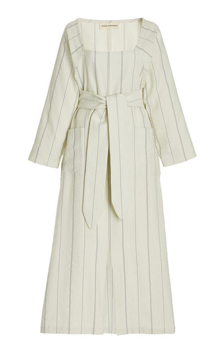 Shay Belted Organic Cotton-Linen Midi Dress展示图