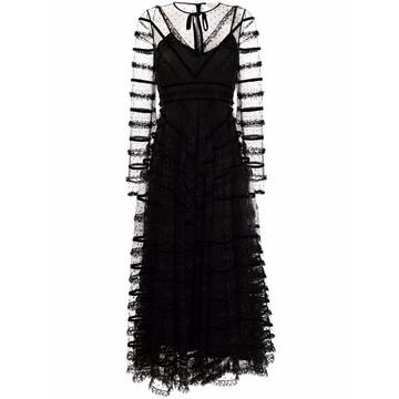 point d'esprit-overlay long dress