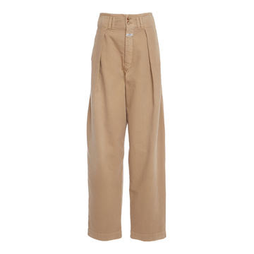 Peated Cotton Straight-Leg Trousers