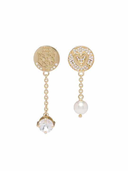 Miu Pavé crystal and pearl earrings展示图
