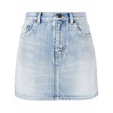 light-wash denim skirt