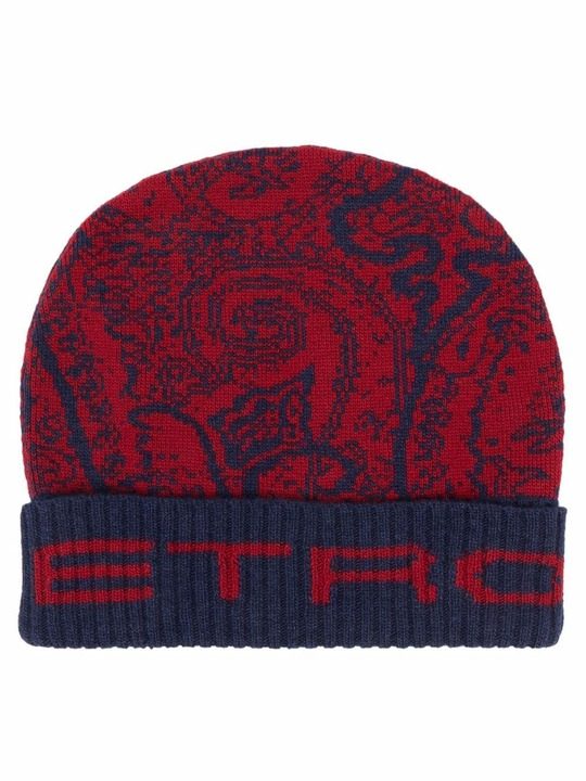 paisley-pattern wool beanie展示图