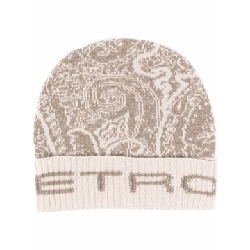 paisley-pattern wool beanie