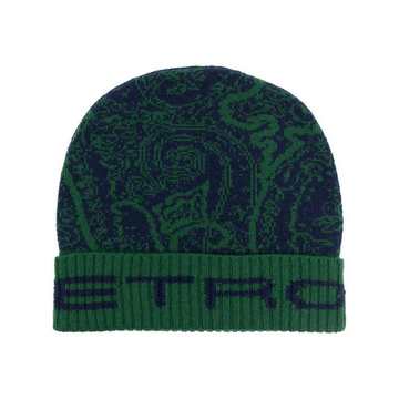 paisley-pattern wool beanie