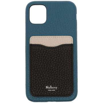 logo-print grained-leather iPhone 11 Case